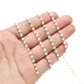 Stainless steel pierced pearl chain 3mm beaded chain for DIY jewelry making and handmade accessories. - 1m / Steel