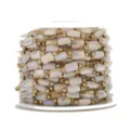 DIY gold plated chain with iridescent crystal beads for handmade necklaces and bracelets. - White