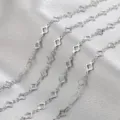 Stainless steel four-leaf clover chain for DIY jewelry making, stylish silver bracelet chain. - 1m / Steel