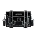 Sac bandoulière boîte 3D dessin animé, élégant sac épaule noir et blanc style comique. - Noir