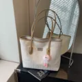 Sac cabas en paille tressée pour femme, grande capacité sac épaule chic et tendance. - Khaki