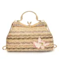 Sac à main tissé en paille colorée avec poignée en métal doré et chaîne, idéal pour la plage. - Multicolore