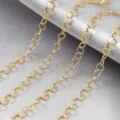 Stainless steel gold-plated open jump ring chain for DIY jewelry making and craft projects. - Wire Gauge 0.6x3mm / Gold