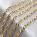 Stainless steel embossed cross chain 18K gold plated titanium steel DIY necklace detail view. - 1m / Gold