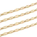 Close-up detail of 18K gold plated stainless steel rhombus chain links for DIY jewelry making. - 1m / Gold