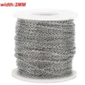 Stainless steel flat cross chain spool for DIY jewelry making, durable 2mm necklace chain supply. - Steel Color Flat Cross Chain