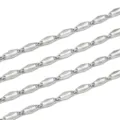 Stainless steel rhombus chain link close-up view for DIY jewelry making and handmade necklaces. - 1m / Steel