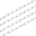 Detailed close-up of silver stainless steel paperclip chain links, perfect for DIY jewelry. - Oval Chain / 0.6x2.5x6.5mm / Gold