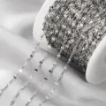 Stainless steel lip chain spool for DIY jewelry making, flat cross cable necklace chain supply. - 1m / Steel Color Plain
