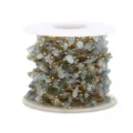 Natural stone chip chain spool, gold wire wrapped crystal beads for DIY jewelry making. - 1m / Style 2