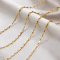 Gold stainless steel flat chain necklace DIY jewelry making accessories delicate style - 1m / Gold Smooth Surface