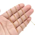Stainless steel gold plated bead chain necklace DIY handmade jewelry making accessories parts - 1m / Gold 05 Beaded