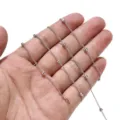 Stainless steel bead chain detail shot, perfect for handmade DIY jewelry crafting accessories. - 04 Side Bead Chain (1 Meter) / Steel