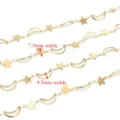 Stainless steel hollow star and moon chain 18K gold plated DIY necklace making components - 1m / Gold Moon and Star Chain