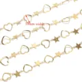 Wholesale 18k gold plated stainless steel hollow heart and star charm chain jewelry accessories 10mm - 1m / Gold Heart and Star Chain