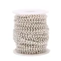 Stainless steel white beaded chain crystal necklace DIY handmade jewelry making accessory roll - Gold Milky White Chain