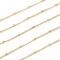 Stainless steel vacuum gold plated satellite bead chain for women DIY jewelry necklace making. - 1m / Gold 04 Beaded