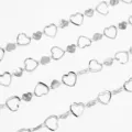 Stainless steel hollow heart chain silver color necklace jewelry DIY making accessories - 1m / Steel Color Double Heart Chain
