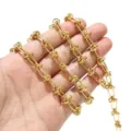 Gold-plated stainless steel knot chain detail view, perfect for DIY jewelry and accessories crafting. - 1m / Gold