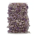 Natural irregular purple stone and pearl beaded chain for DIY jewelry making crafting - 1m / Purple