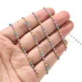 Stainless steel colorful beaded chain for DIY jewelry making necklace bracelet chic - 1m / Silver Tone Bead Chain