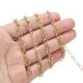Close-up view of gold stainless steel twisted chain, perfect for DIY jewelry making and crafting. - 0.8x5x8mm / Gold