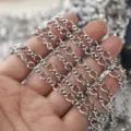 Stainless steel twisted chain DIY jewelry accessory, 8x8 metal link chain for necklace. - 0.8x5x8mm / Steel