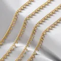 Gold beaded chain detail shot, stainless steel curb link with small balls for DIY crafts. - 1m / Gold