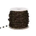 Detailed close-up of black beaded chain on spool, gold tone stainless steel DIY jewelry part. - 1m / Black