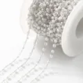 Stainless steel pearl crystal beaded chain for DIY jewelry making necklace bracelet accessories. - 1m / Artificial Pearl and Transparent Beads 3mm