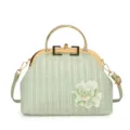 Sac à main en paille vert clair vintage brodé sac bandoulière fermoir pour femme - Vert