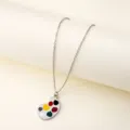 Silver paint palette pendant necklace, artistic creative jewelry detail view, retro style. - X894/Silver Necklace