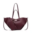 Bolso de cuero burdeos para mujer, elegante bolso de hombro tipo murciélago con estuche y cierre. - Bolso de Mano con Alas (28041) / Bolso Tote de Gran Capacidad / Burdeos
