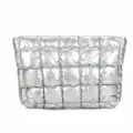 Zilveren metallisch gewatteerde clutch, glanzende puffer make-tas voor dames stijlvol. - Zilver