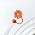 Süßer Orangen Zitronen Silikon Strohhalmabdeckung wiederverwendbar 10mm Staubstopfen. - 10mm / Orange