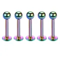Multi-color stainless steel labret stud body piercing jewelry clear close up view. - Sphere / 1.2*8*3 / Rainbow