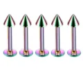 Stainless steel rainbow cone lip stud piercing body jewelry set for fashion punk hip hop style. - Cone / 1.2*8*3 / Rainbow