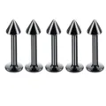 Stainless steel black cone labret studs detail view, body piercing jewelry set for daily wear. - Cone / 1.2*8*3 / Black