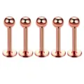 Roségoldener Labret Piercing Stecker aus Edelstahl im Detail, glatte polierte Kugel Körperschmuck. - Kugel / 1.2*8*3 / Roségold