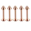 Edelstahl Roségold Spike Labret Stecker Schmuck Detailansicht, minimalistischer Piercing Stil. - Kegel / 1.2*8*3 / Roségold