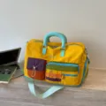 Color-block dopamine duffel bag, large capacity travel bag, multi-pocket commuter yellow. - 43x23x28cm / Yellow