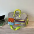 Colorblock travel duffel bag, large capacity weekend luggage bag for women, stylish commuter bag. - 43x23x28cm / Gray