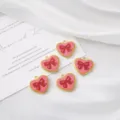 DIY heart charms with red bow enamel metal pendants for necklace jewelry making accessories - Heart Pattern Bow / 1 Piece (17mm*17.5mm)
