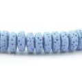 Light blue porous lava stone spacer beads detail shot for DIY jewelry making bracelets - 4*6mm / Peacock Blue
