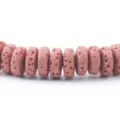 Perline distanziatrici in pietra vulcanica rosa per la creazione di gioielli fai da te. - Rosso scuro