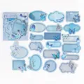 Retro blue butterfly sticker pack, vintage aesthetic journal DIY label decorative collage. - Chaka Blue Butterfly