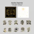 Dunkle botanische Skizze Sulfidpapier Aufkleber Packung, 10 Motive 20 Stueck Set. - Garteneindruck