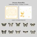 Schwefelsaeure Papier Schmetterling Sticker Pack, schwarz gold Tagebuch DIY dekorative Artikel. - Träumender Schmetterling