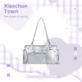Bolso Boston Ita Plateado Mujer Casual Hombro Tote Bolsillo Malla Transparente Moda - Sin Compartimento Secreto / Plateado