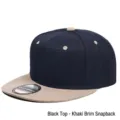 Donkerblauwe kroon met khaki platte rand snapback hoed, stijlvolle hip-hop honkbalpet. - M (56-58cm) / Zwarte bovenkant kaki klep (Snapback)